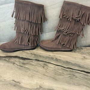 Minnetonka Dark Brown Fringe Boots